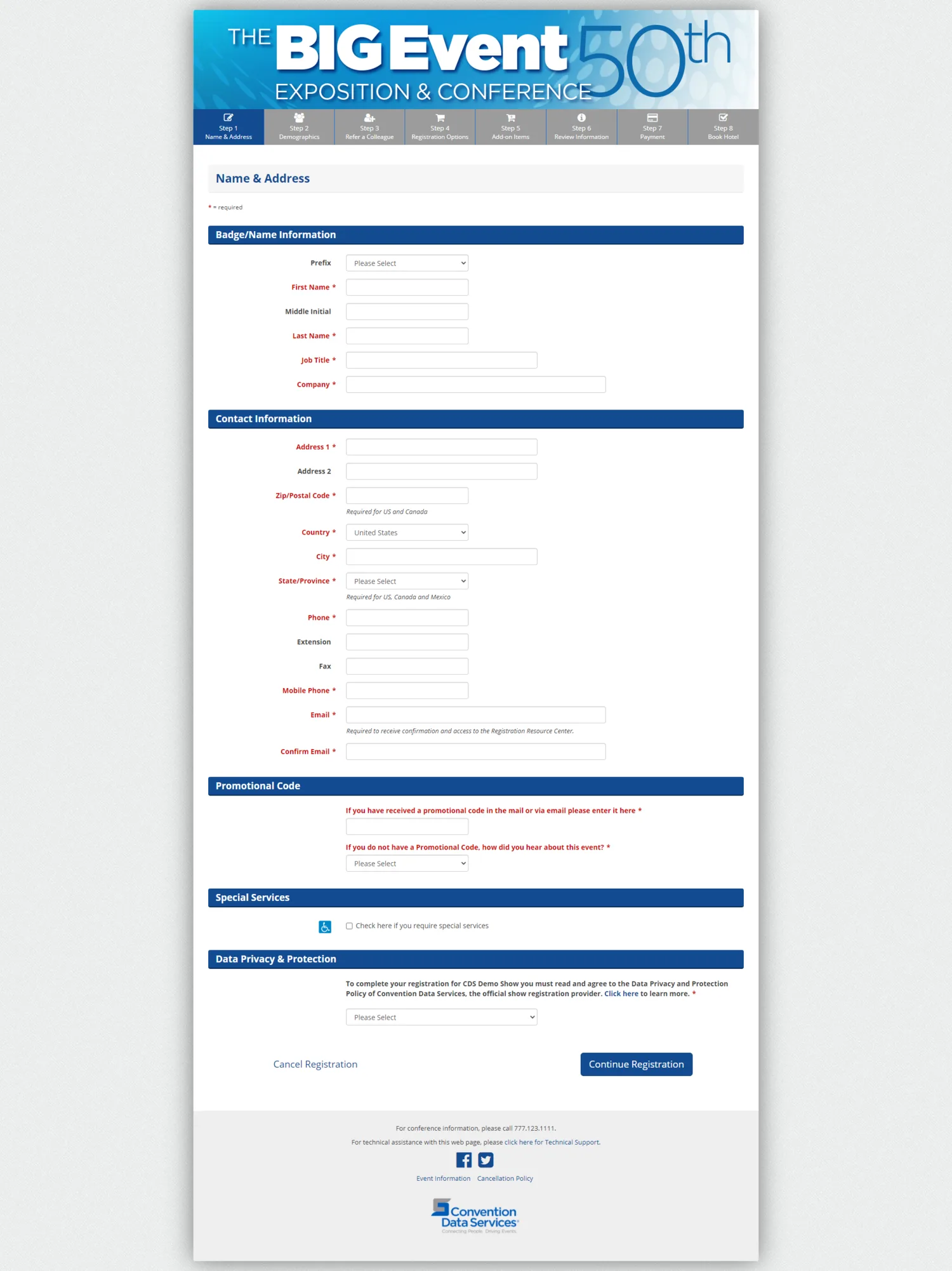 Step 2 — registration info