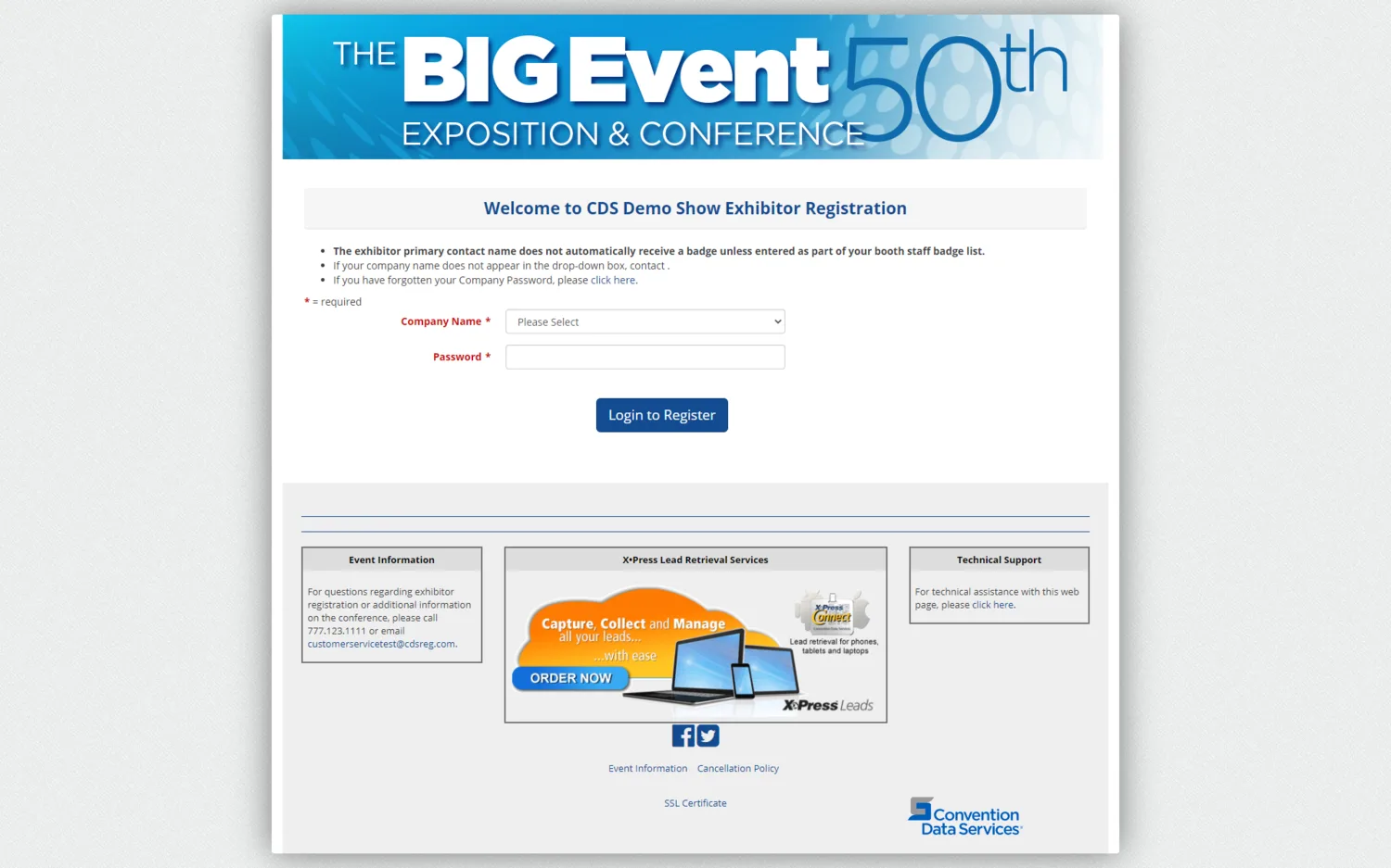 Exhibitor login