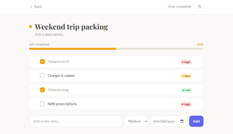 Checklist app (MERN) preview