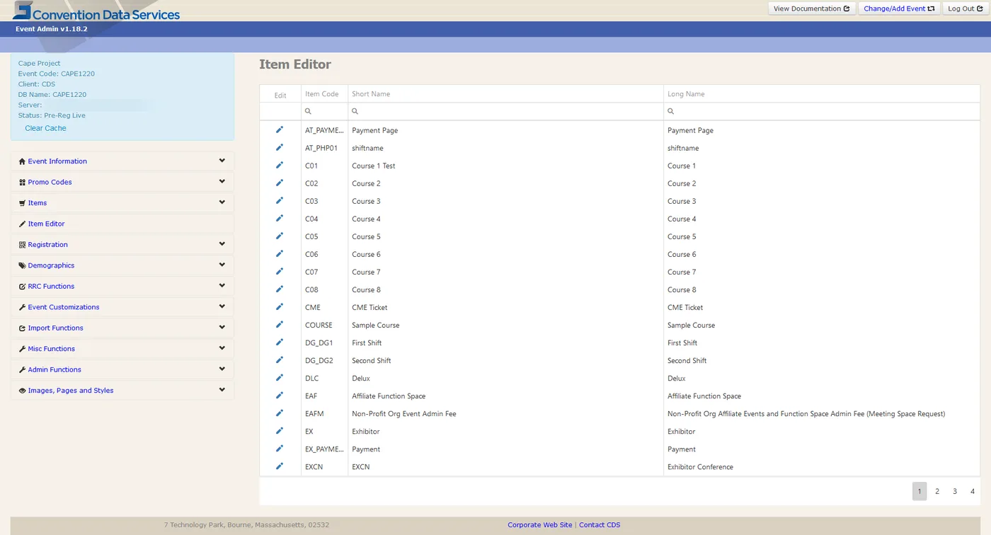 Item editor