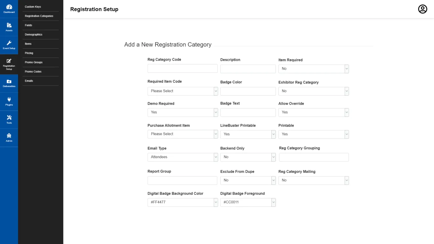 Registration categories
