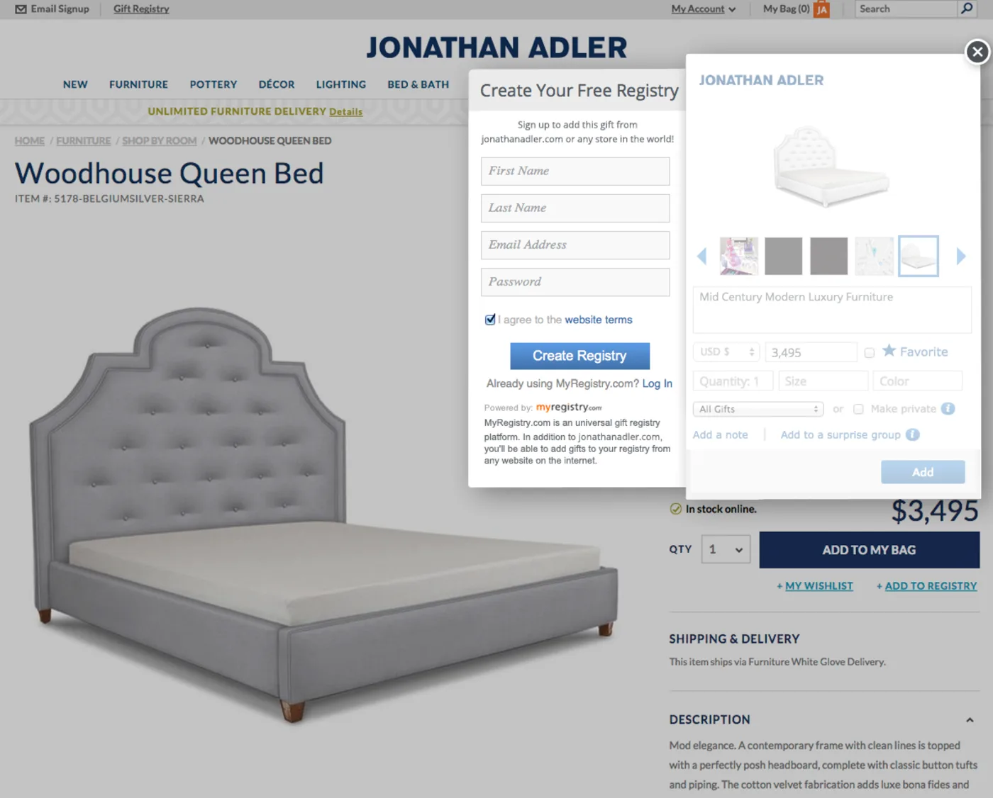 Jonathan Adler — widget sign-up