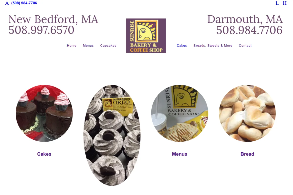 Sunrise Bakery website redesign preview