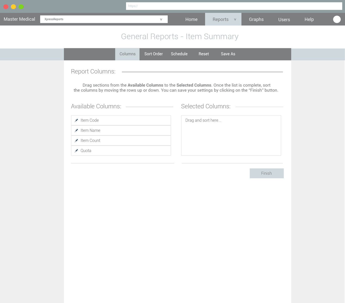 Report builder · columns